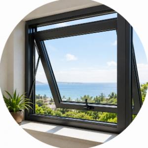 Cửa sổ nhôm mở quay chắc chắn, thông thoáng cho nhà phố